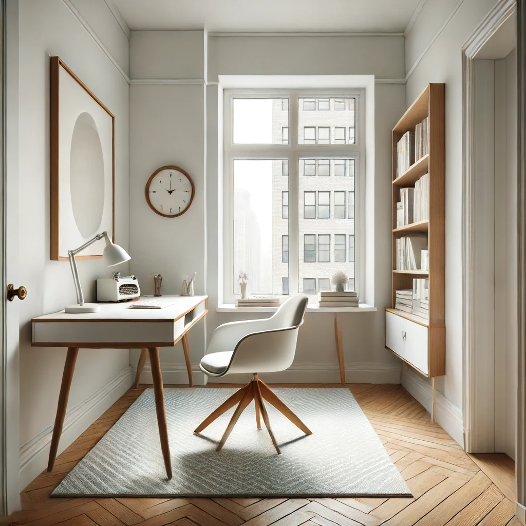 Mid-century modern study with Scandinavian style